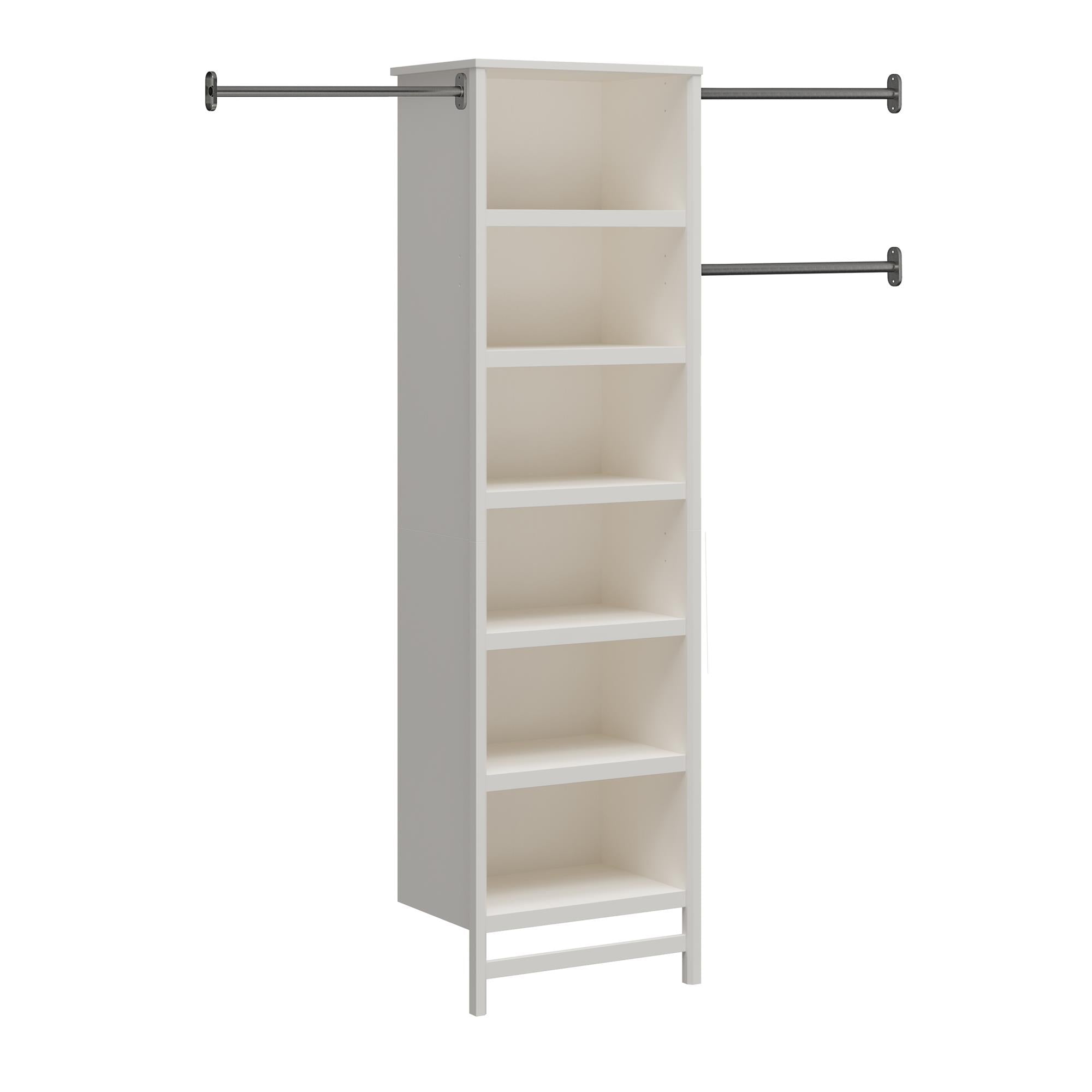 Systembuild Evolution Luxe 6-Shelf Closet Tower with 3 Adjustable Clothing Rods - Ivory Oak