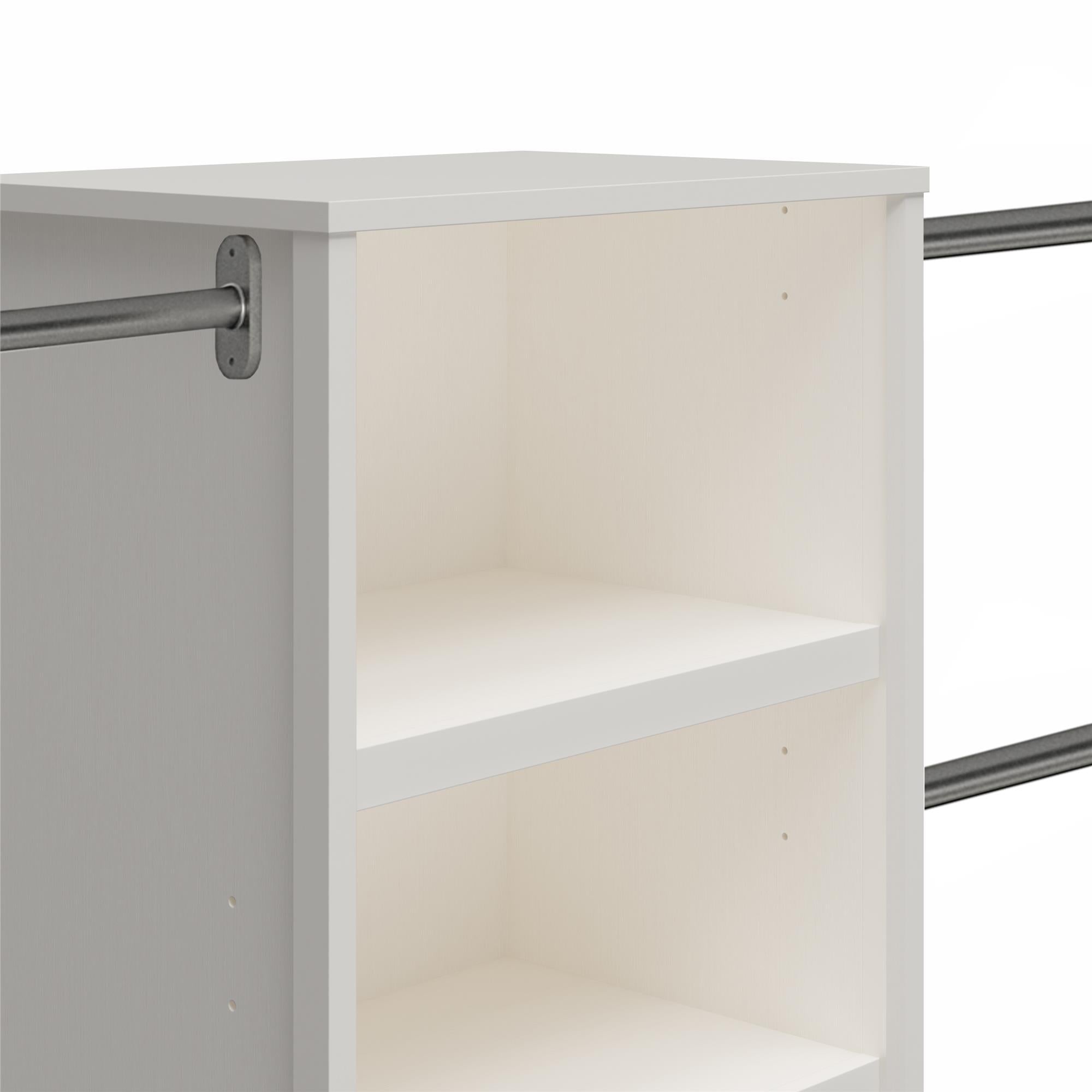 Systembuild Evolution Luxe 6-Shelf Closet Tower with 3 Adjustable Clothing Rods - Ivory Oak