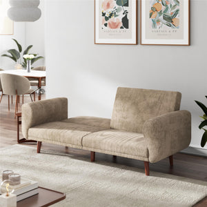 DHP Daylen Mid-Century Futon Sofa Bed - Beige - 2-Seater