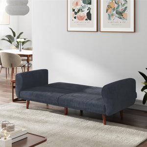DHP Daylen Mid-Century Futon Sofa Bed - Blue - 2-Seater