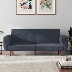 DHP Daylen Mid-Century Futon Sofa Bed - Blue - 2-Seater