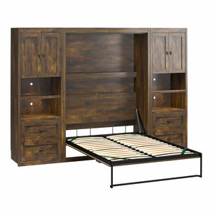 Signature Sleep Farmington Full Murphy Bed with 2 Side Cabinets - Century Barn Pine - Full