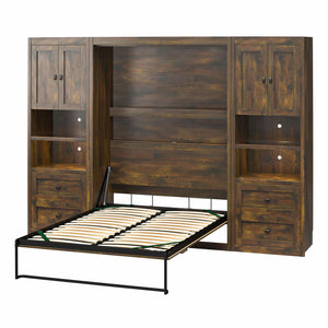 Signature Sleep Farmington Full Murphy Bed with 2 Side Cabinets - Century Barn Pine - Full