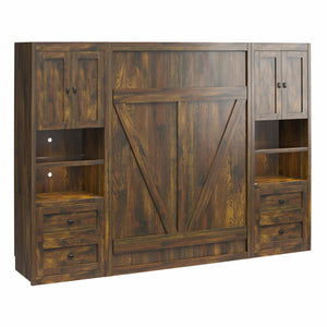 Signature Sleep Farmington Full Murphy Bed with 2 Side Cabinets - Century Barn Pine - Full