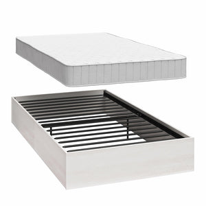 RealRooms DreamSaver Platform Bed Frame and Mattress Set - Ivory Oak - Twin