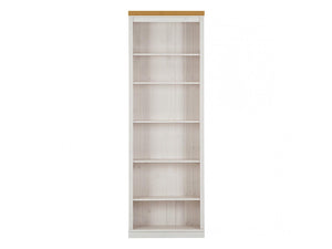 Ren Home Anita Bookcase 6 Open Shelves - White Lacquer/Light Honey