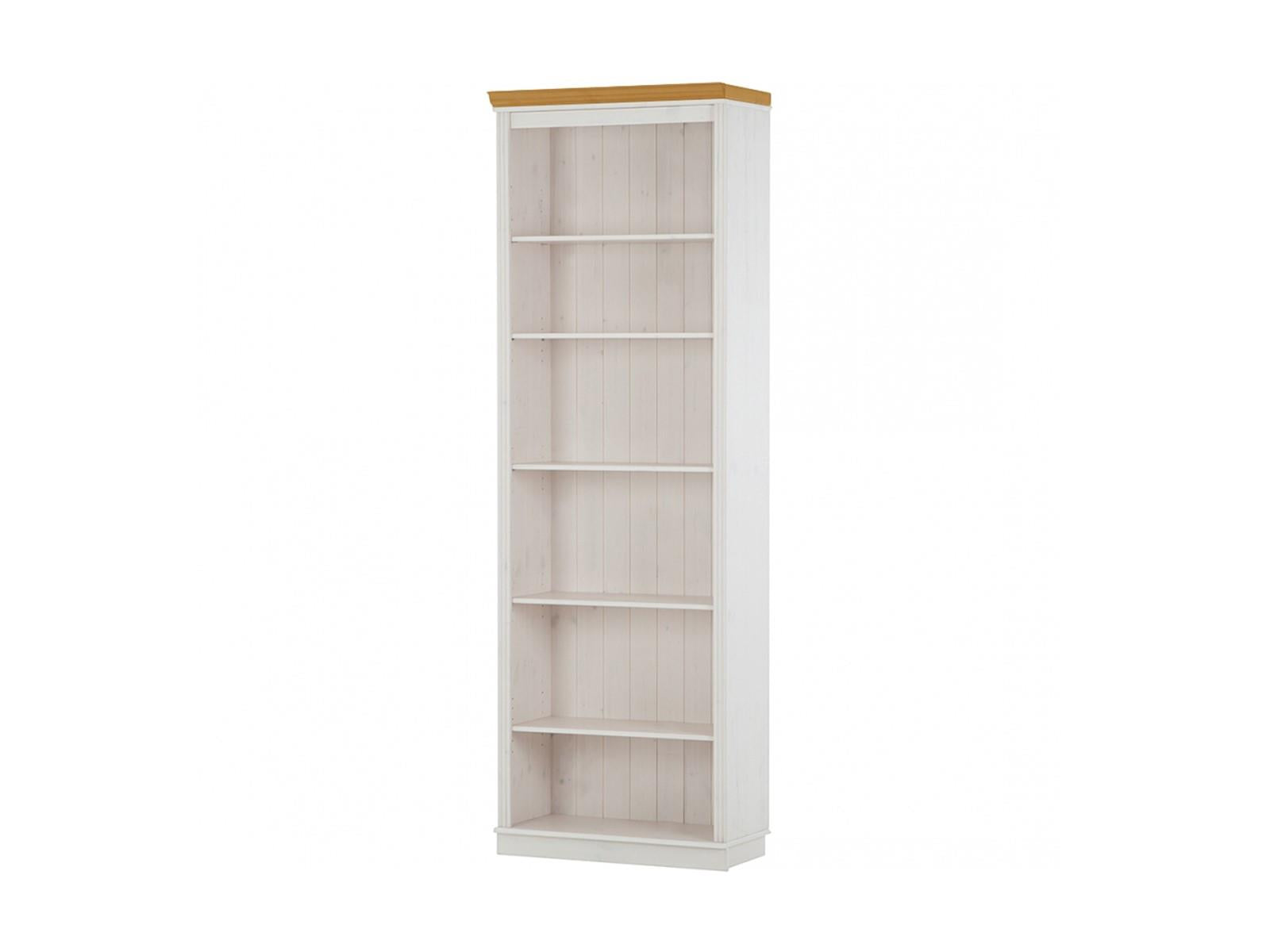 Ren Home Anita Bookcase 6 Open Shelves - White Lacquer/Light Honey