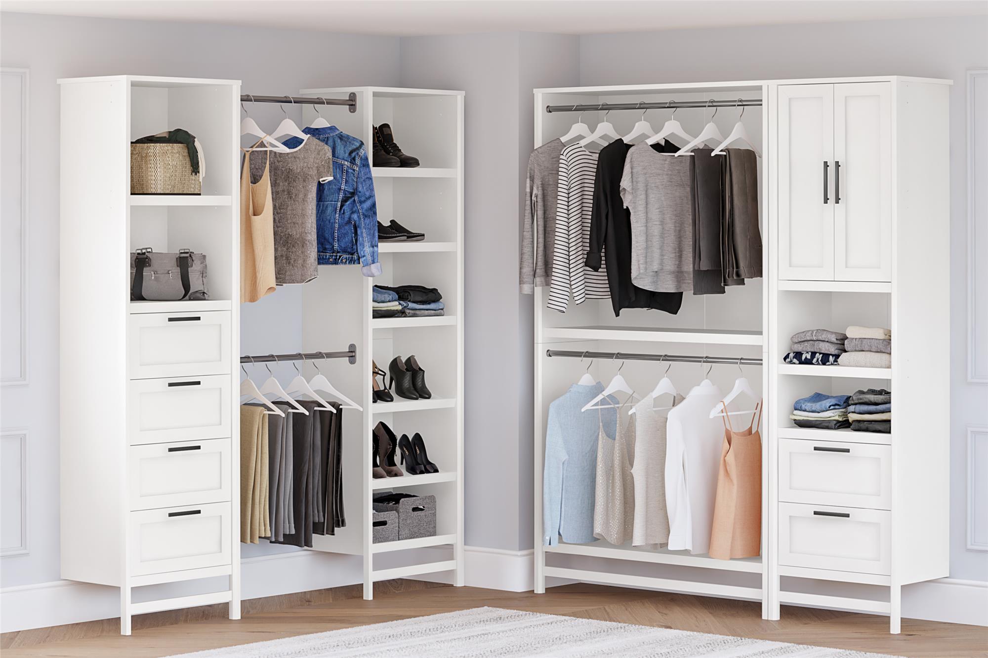 Systembuild Evolution Luxe Wide Wardrobe Closet Organizer 4-Piece Bundle - Ivory Oak