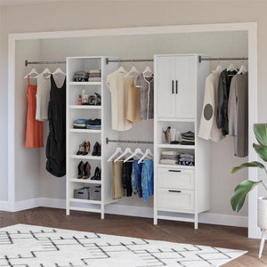 Systembuild Evolution Luxe Wardrobe Closet Organizer 2-Piece Bundle - Ivory Oak