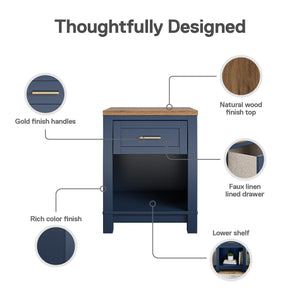 Ameriwood Home Armada Two-Toned Nightstand with Drawer - Navy