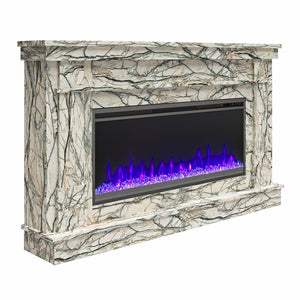 Novogratz Waverly Wide Mantel with Electric Fireplace - Onyx Marble