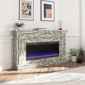 Novogratz Waverly Wide Mantel with Electric Fireplace - Onyx Marble