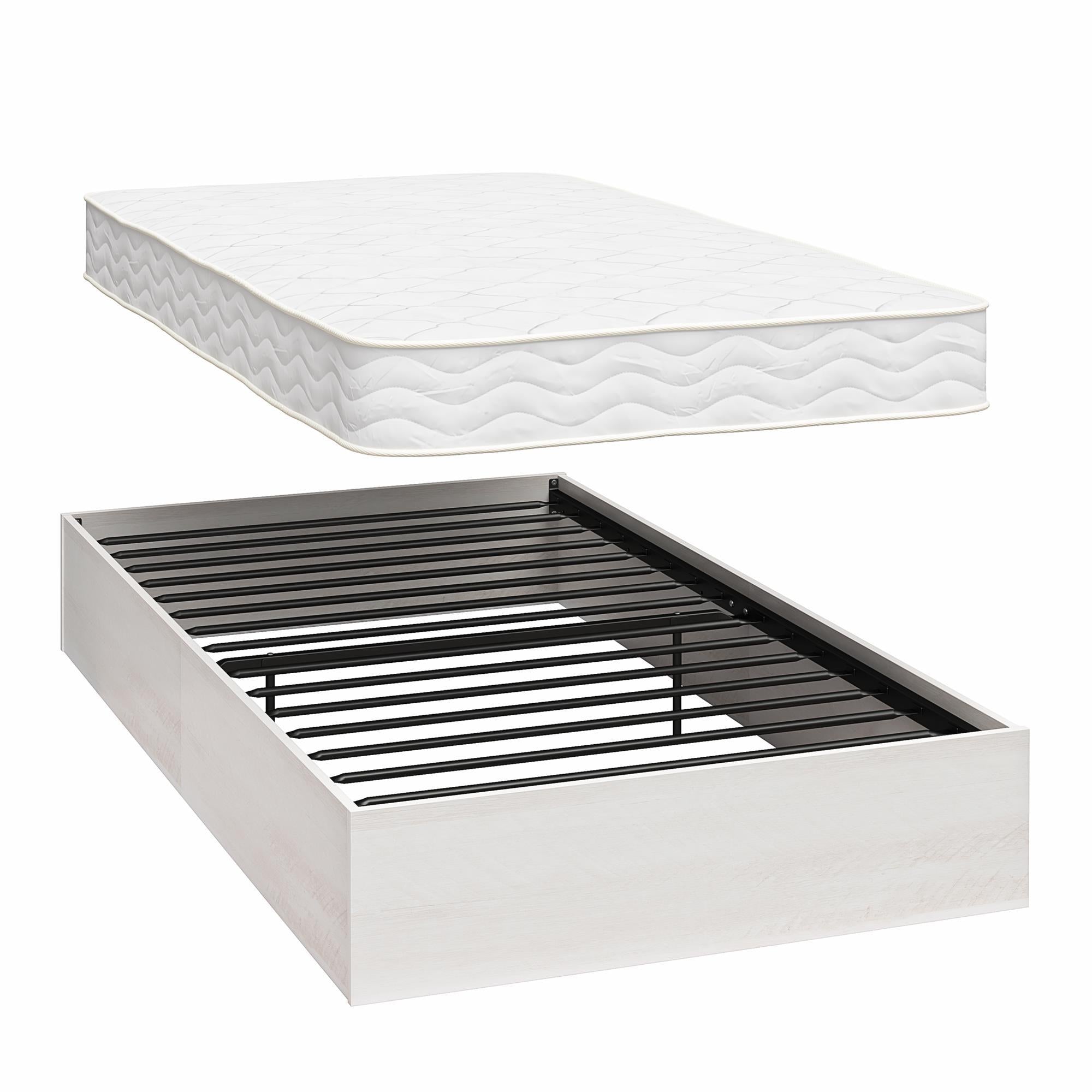 Signature Sleep Magnus Twin Size Bed and Mattress Set - Ivory Oak - Twin