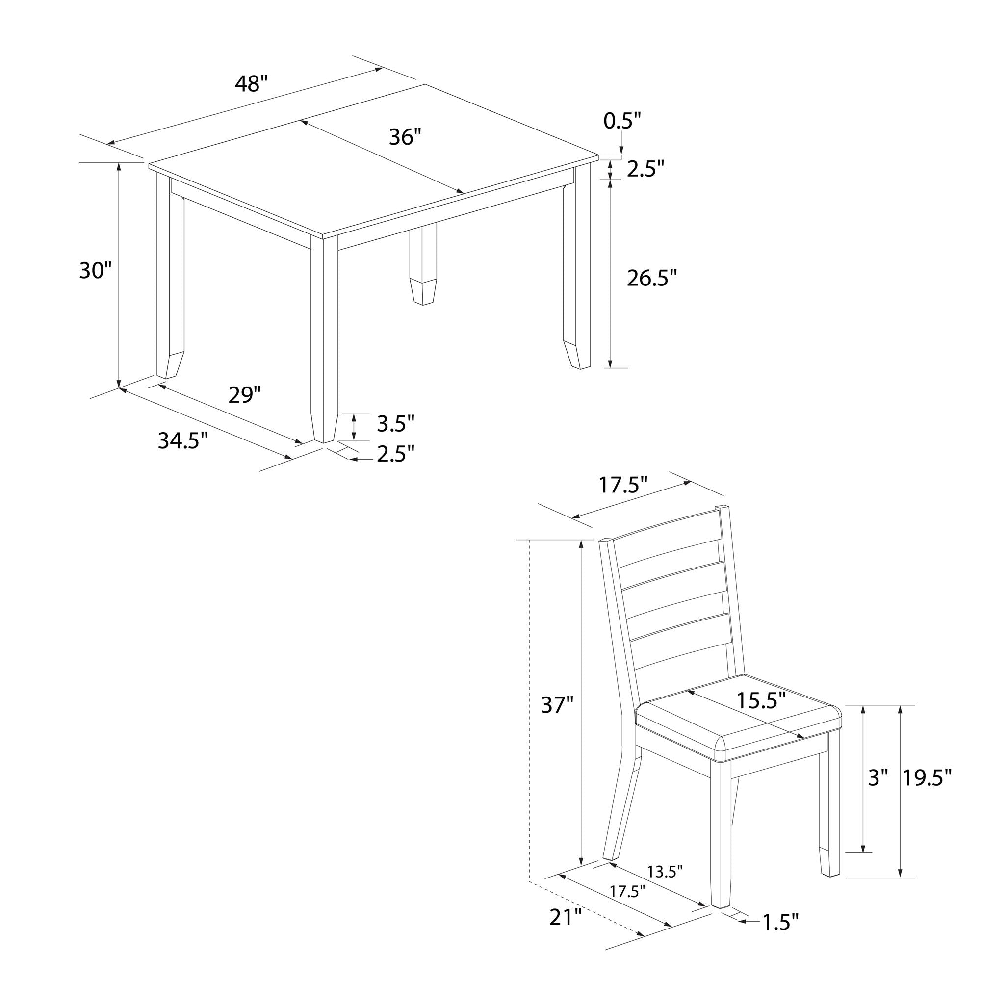 DHP Reila 5-Piece Wood Dining Set - White