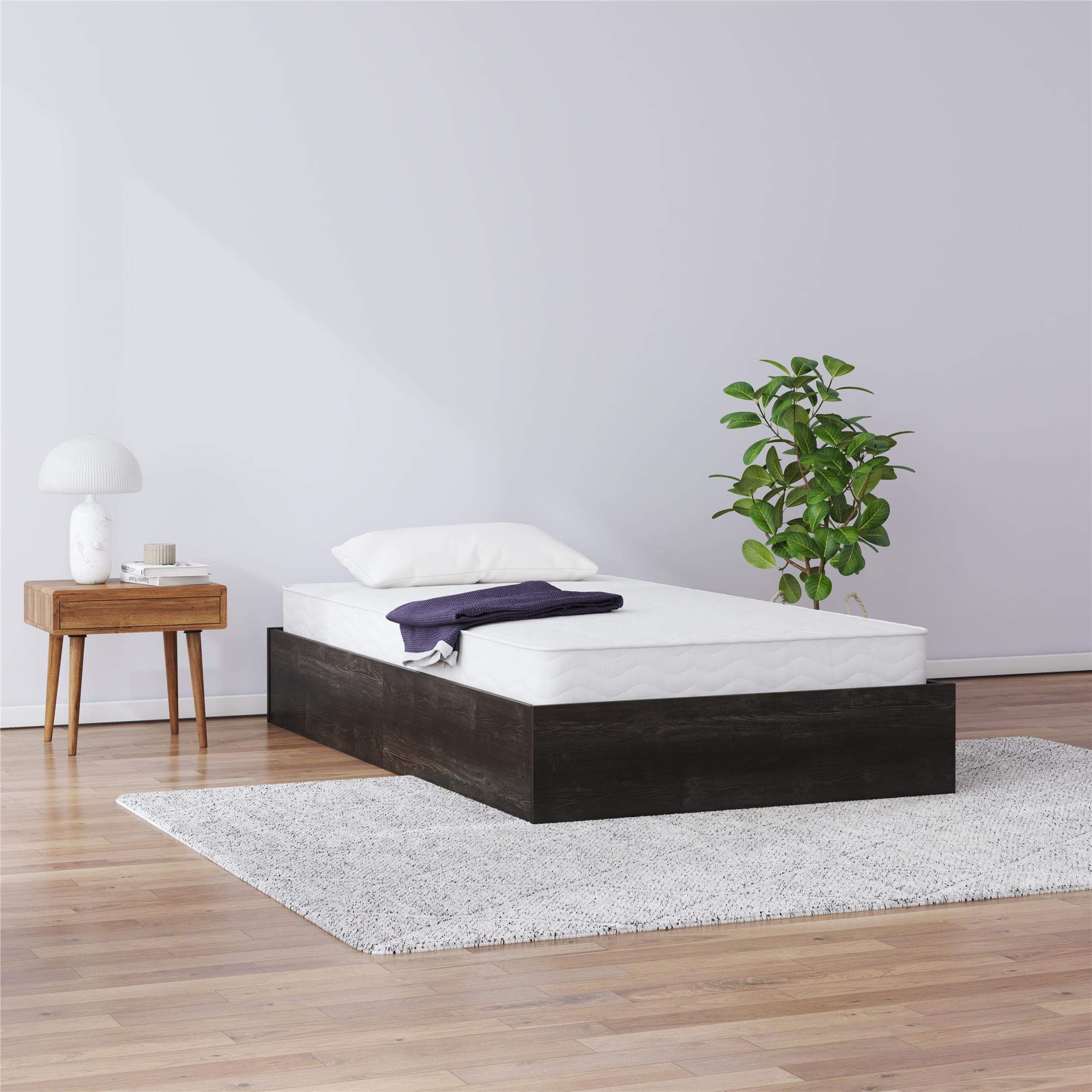 Signature Sleep Magnus Twin Size Bed and Mattress Set - Black Oak - Twin