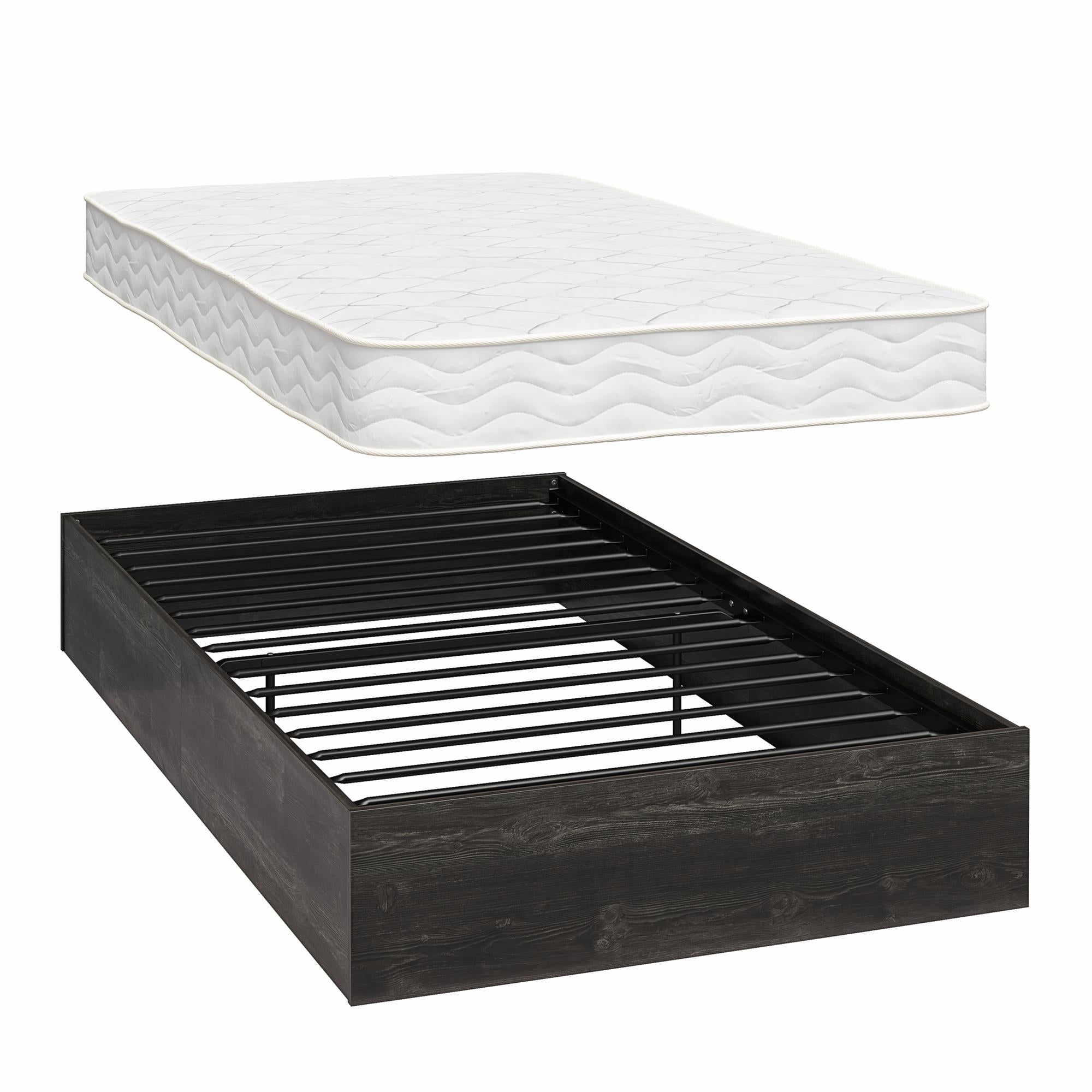 Signature Sleep Magnus Twin Size Bed and Mattress Set - Black Oak - Twin
