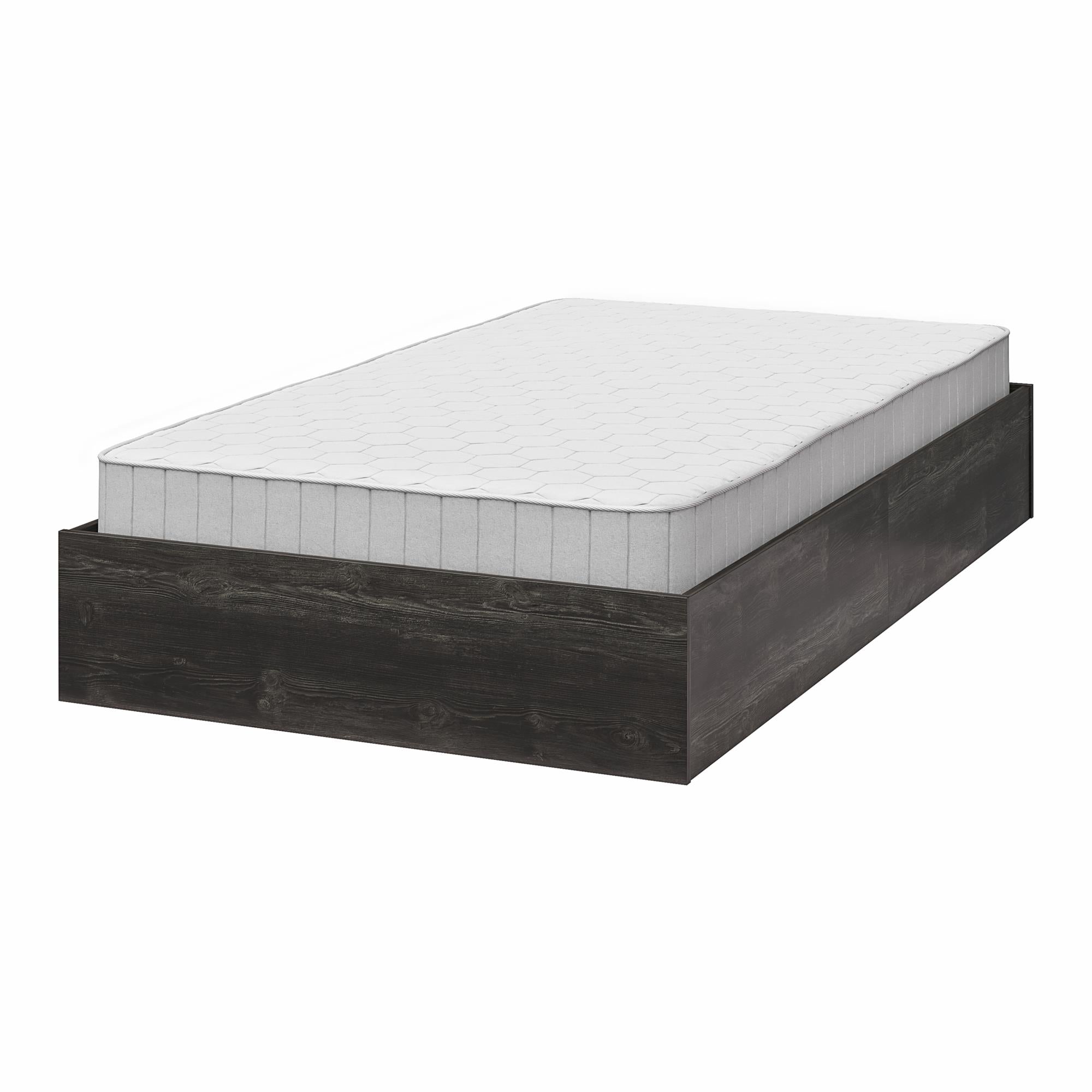 RealRooms DreamSaver Platform Bed Frame and Mattress Set - Black Oak - Twin