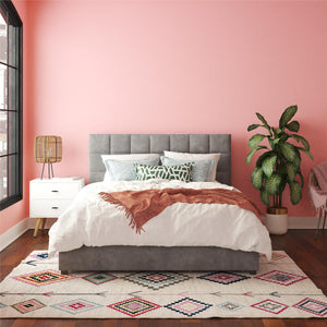 CosmoLiving Serena Upholstered Bed with Drawers - Light Gray - Queen