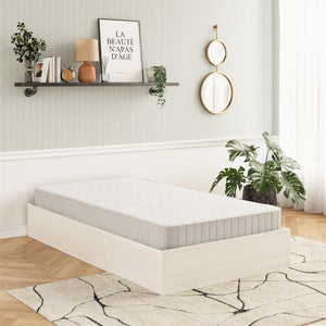 RealRooms DreamSaver Platform Bed Frame and Mattress Set - Ivory Oak - Twin