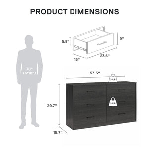 Ameriwood Home BrEZ Build Pearce Wide 6 Drawer Dresser - Black Oak - 6 Drawer