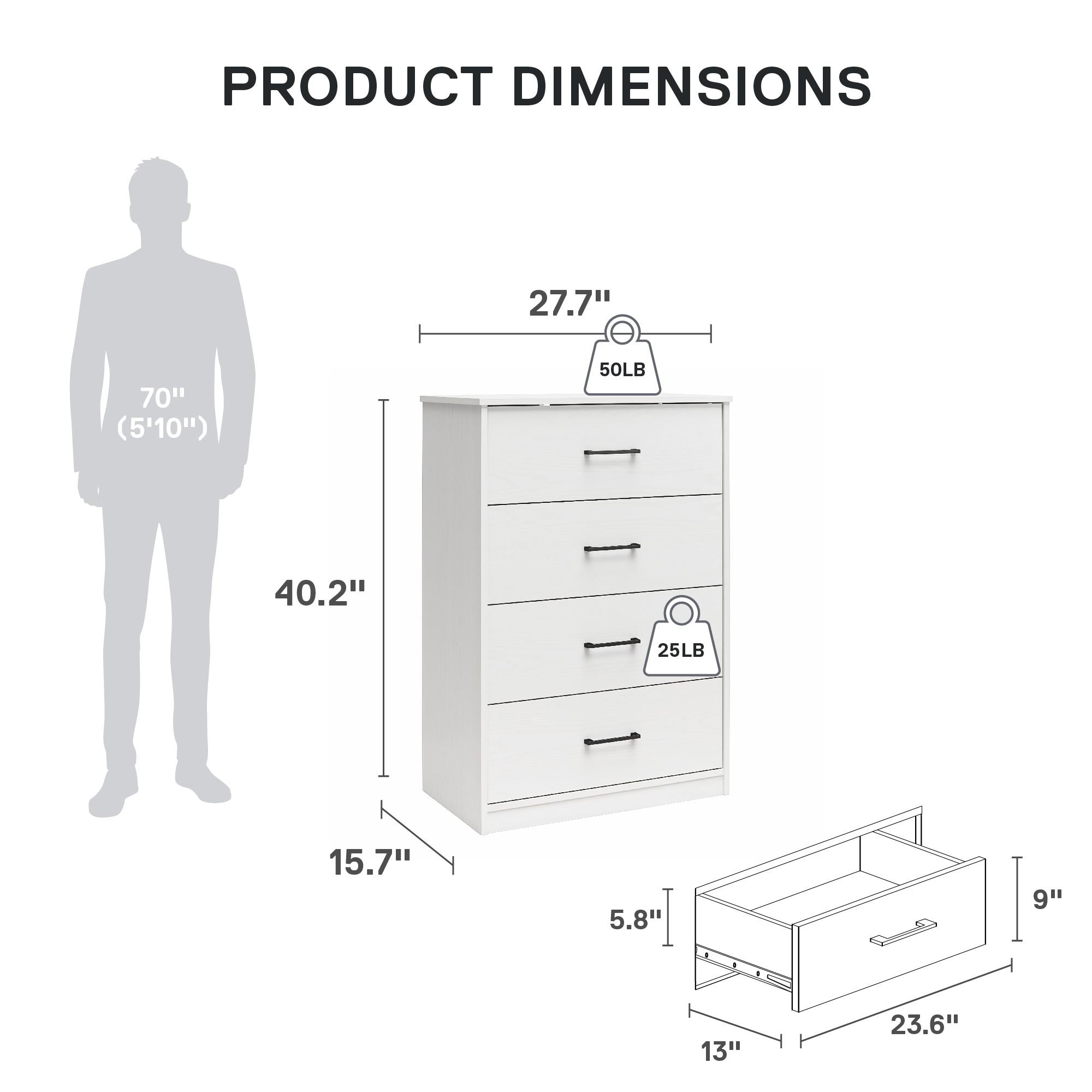 Ameriwood Home BrEZ Build Pearce 4 Drawer Dresser - White - 4 Drawer