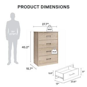 Ameriwood Home BrEZ Build Pearce 4 Drawer Dresser - Blonde Oak - 4 Drawer