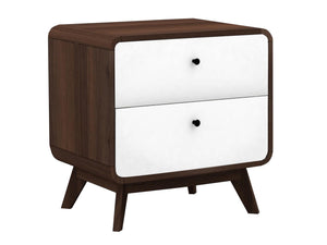 Ren Home Leva 2 Drawer Nightstand - Dark Oak and White
