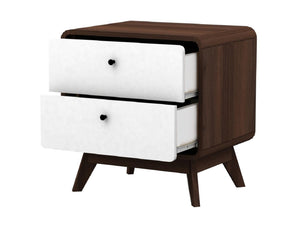 Ren Home Leva 2 Drawer Nightstand - Dark Oak and White