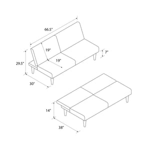DHP Myla Armless Futon Sofa Bed - Blue - 3-Seater