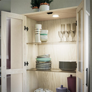 Ameriwood Home Sherman Curio Cabinet with Glass Doors and Storage Drawer - White Oak