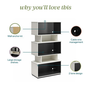 Novogratz Shadow Gaming Storage Unit Bookcase - White
