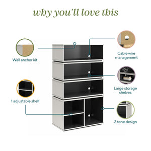 Novogratz Shadow Gaming & Collectable Display Storage Bookcase - White