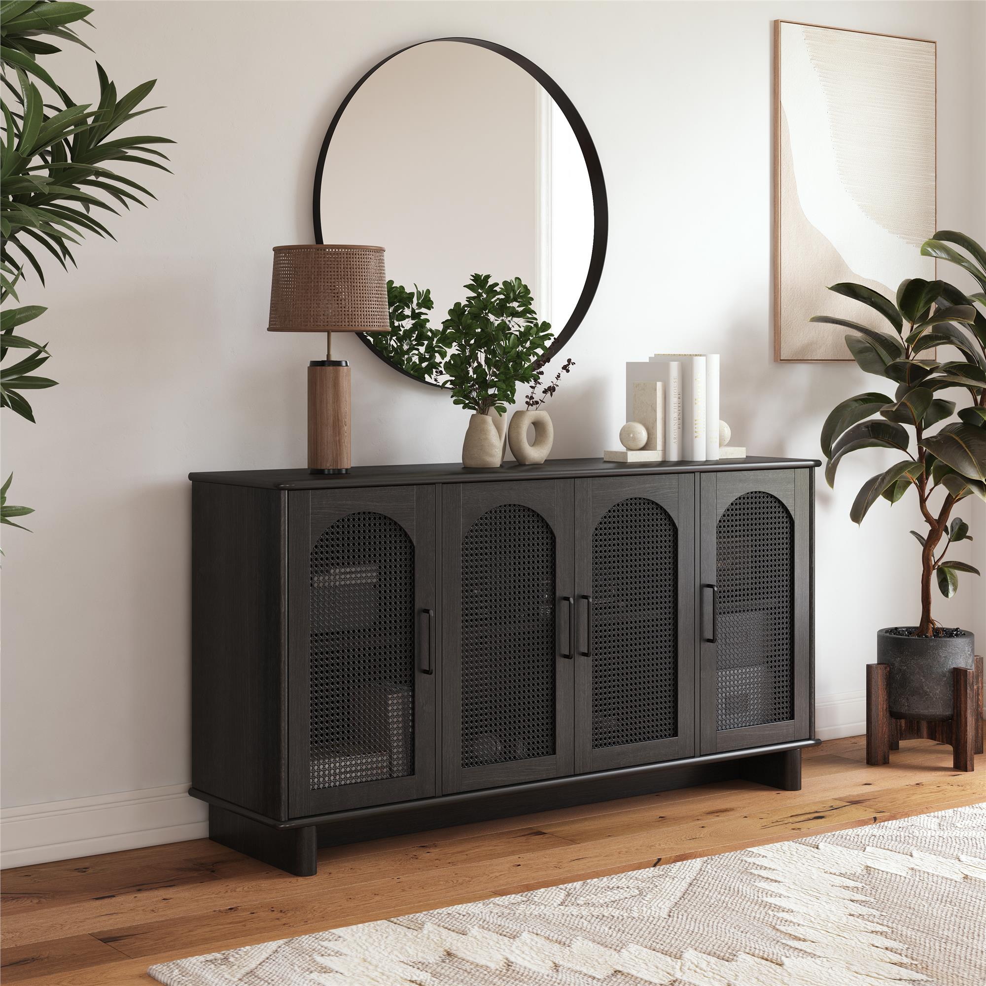 Ameriwood Home Multi-Use Console Cabinet for 65' TVs - Black Oak