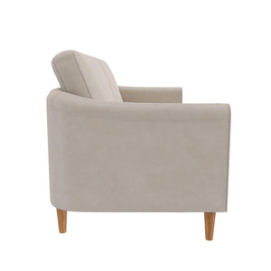 Mr. Kate Moon 73.5" Upholstered Sofa with Curved Back  - Ivory - 3-Seater