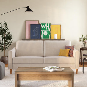 Mr. Kate Moon 73.5" Upholstered Sofa with Curved Back  - Ivory - 3-Seater