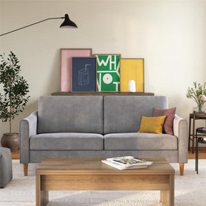 Mr. Kate Moon 73.5" Upholstered Sofa with Curved Back  - Gray - 3-Seater