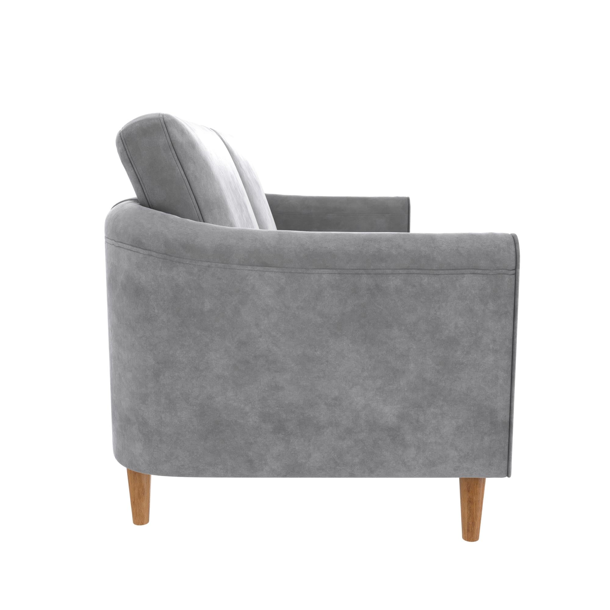 Mr. Kate Moon 73.5" Upholstered Sofa with Curved Back  - Gray - 3-Seater