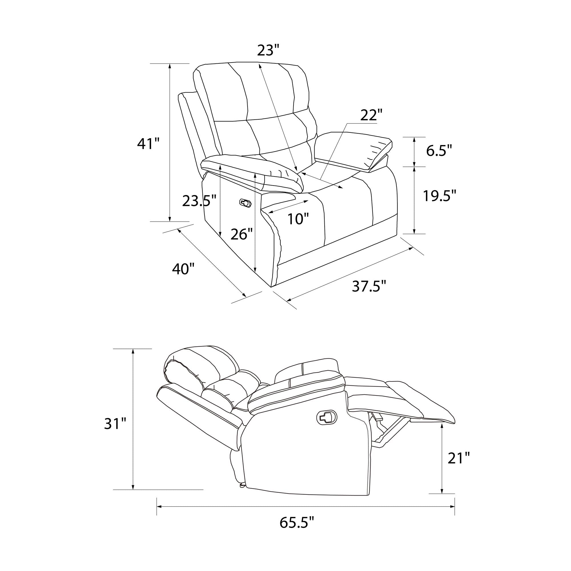 DHP McAllen Pushback Recliner - Light Gray - 1-Seater