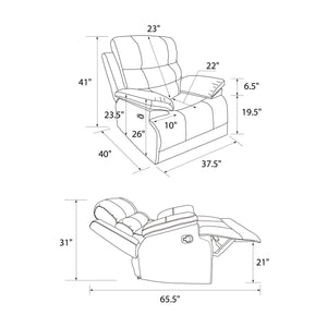 DHP McAllen Pushback Recliner - Light Gray - 1-Seater