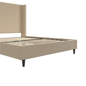 DHP Eveline Upholstered Wingback Bed - Textured Beige Canvas - Queen