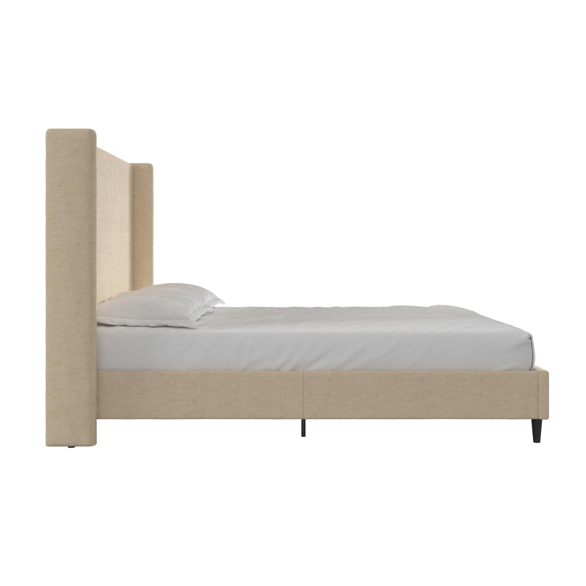 DHP Eveline Upholstered Wingback Bed - Textured Beige Canvas - Queen