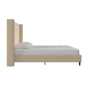 DHP Eveline Upholstered Wingback Bed - Textured Beige Canvas - Queen