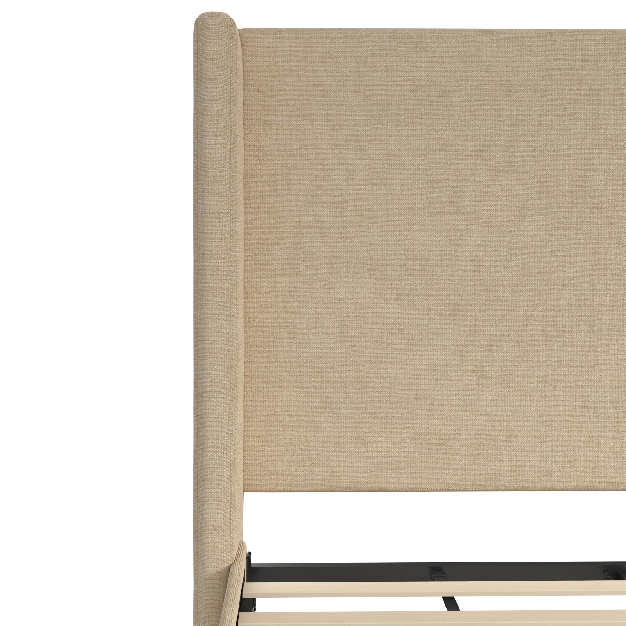 DHP Eveline Upholstered Wingback Bed - Textured Beige Canvas - Queen