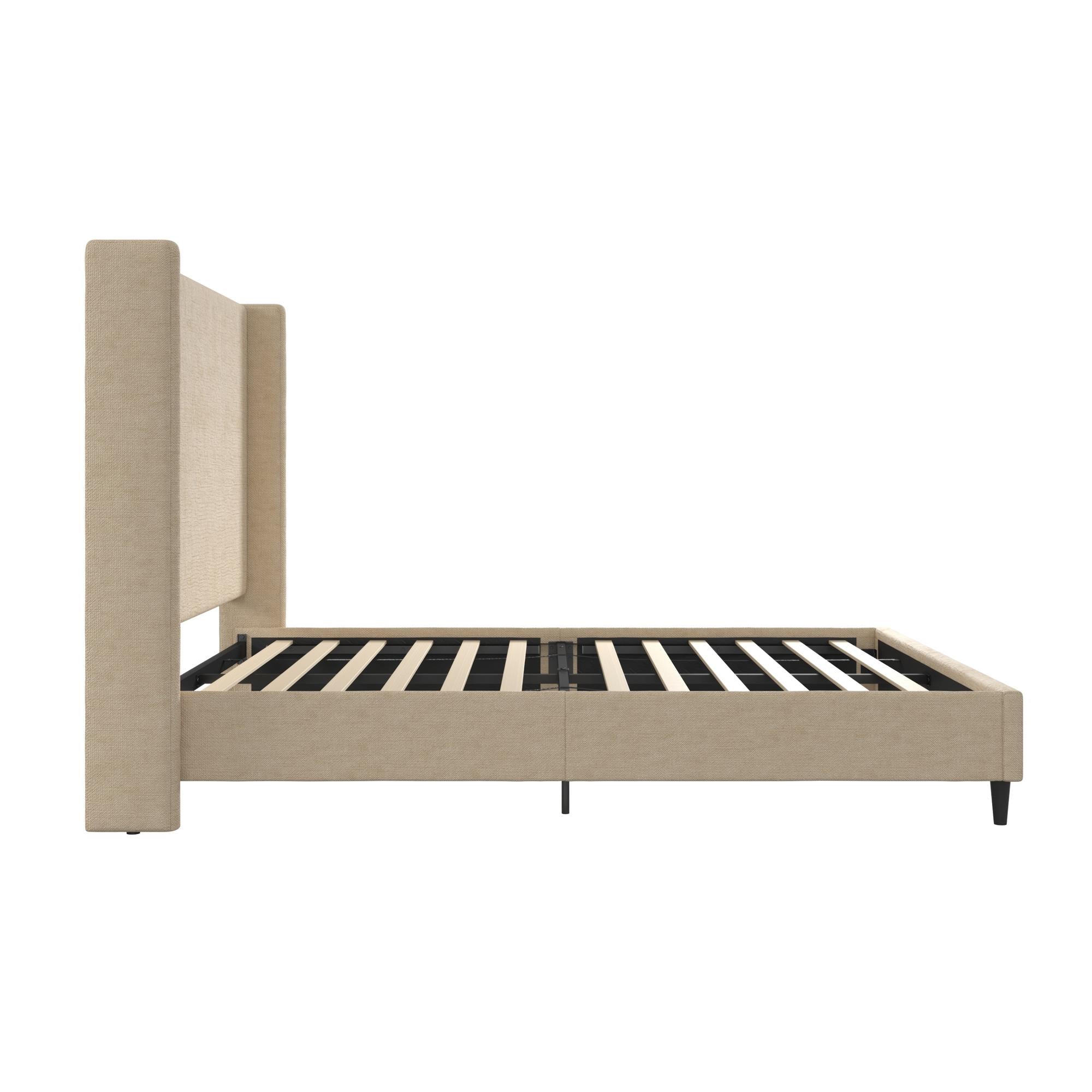 DHP Eveline Upholstered Wingback Bed - Textured Beige Canvas - Queen