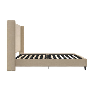 DHP Eveline Upholstered Wingback Bed - Textured Beige Canvas - Queen