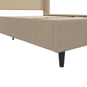 DHP Eveline Upholstered Wingback Bed - Textured Beige Canvas - Queen