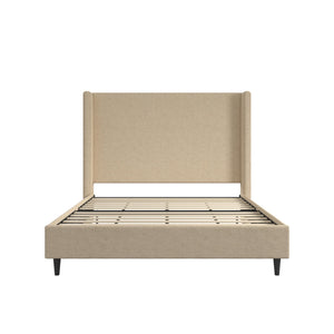 DHP Eveline Upholstered Wingback Bed - Textured Beige Canvas - Queen