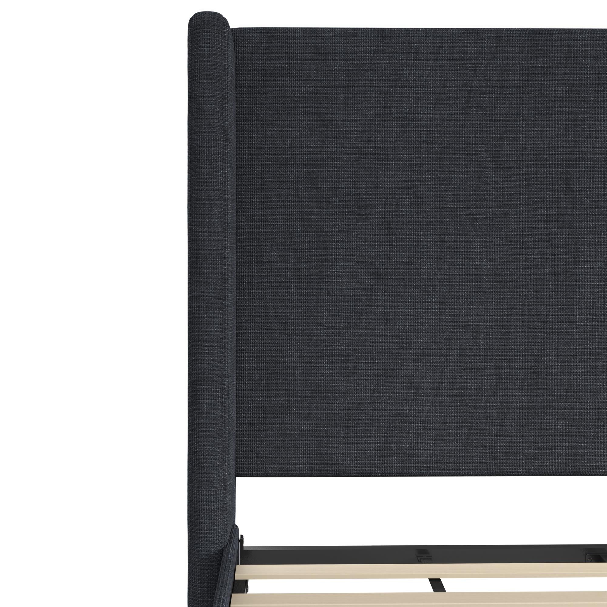 DHP Eveline Upholstered Wingback Bed - Textured Dark Blue Canvas - Queen