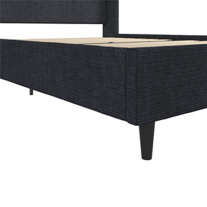 DHP Eveline Upholstered Wingback Bed - Textured Dark Blue Canvas - Queen