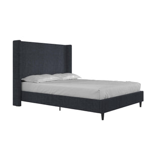 DHP Eveline Upholstered Wingback Bed - Textured Dark Blue Canvas - Queen